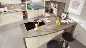 Kitchen island with breakfast bar seating
