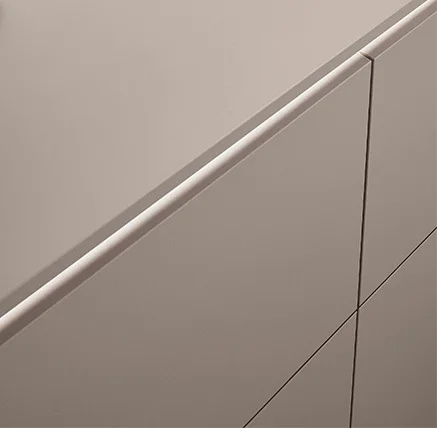 Close-up of LINE One recessed handle profile in contemporary German kitchen by 21 Kitchens Ayrshire troon